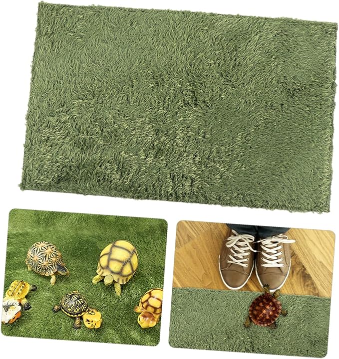 VOSAREA Household Reptile Carpet Comfortable Crawl Pets Cushion Washable Pet Mat for Lizard Gecko Turtle Tortoise Habitat Faux Grass Bedding