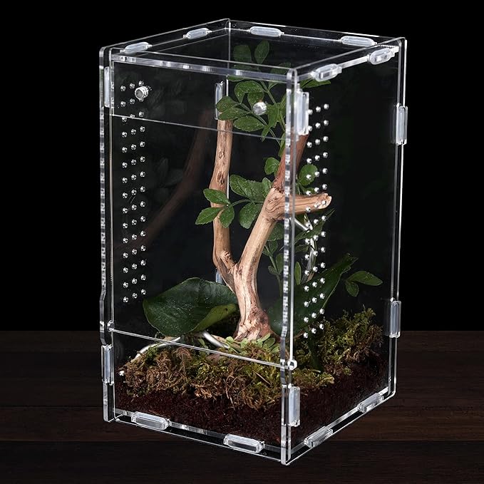 Jumping Spider Enclosure, Jumping Spider Accessories, Transparent Acrylic Amphibian Terrarium, Animal Box Habitat for Spiders, Arthropods, Amphibians, Etc. (7.88 * 4.72 * 4.72in)