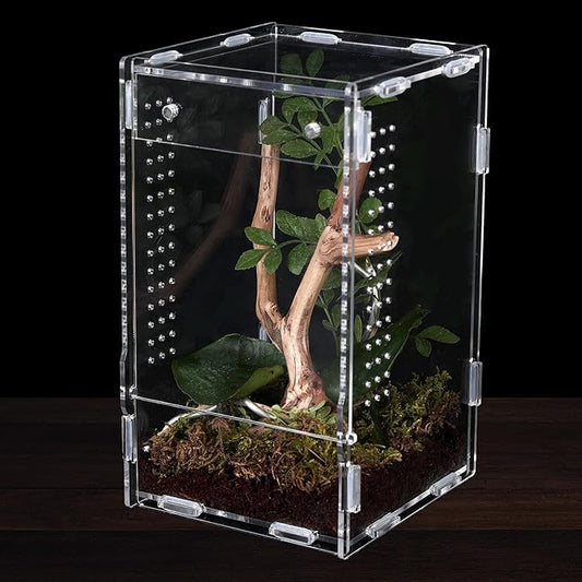 Jumping Spider Enclosure, Jumping Spider Accessories, Transparent Acrylic Amphibian Terrarium, Animal Box Habitat for Spiders, Arthropods, Amphibians, Etc. (7.88 * 4.72 * 4.72in)