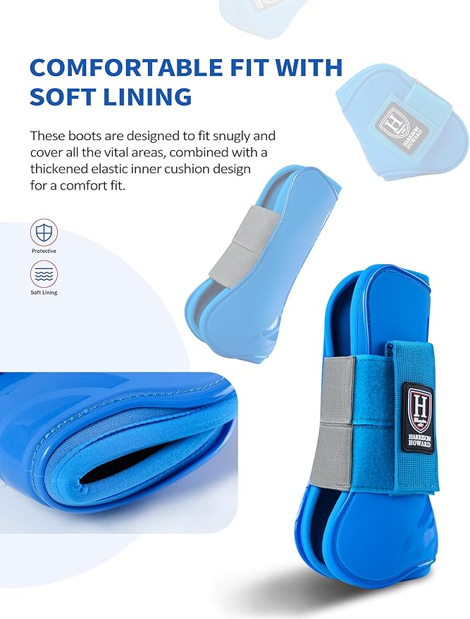 Harrison Howard Horse Tendon Boots Open Front/Fetlock Boot for Horse Protective Boots for Jumping, Trail Riding Set of 4