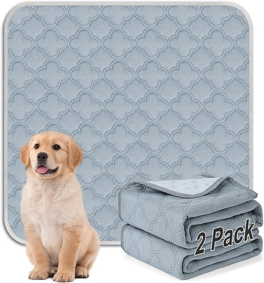 FunFurry Washable Pee Pads for Dogs - 2 Pack Reusable Pee Pads，Waterproof Puppy Pads，Pet Training Pads，Super Absorbent with Dog Paw Shape Non-Slip Backing (Light Grey, 36" X 41" - 2 Pack)