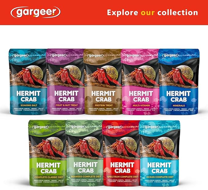 Gargeer 2oz Hermit Crab Spectrum Complete Diet. Easily Digested, Non-GMO Premium Ingredients Only. Strengthen, Beautify Crab’s Exoskeleton & Support All Nutritional and Immune System Needs