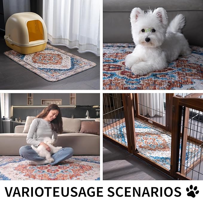 Washable Pee Pads for Dogs, Reusable Puppy Potty Training Pads, Ultra-Absorbent Thick Waterproof Leak-Proof Non-Slip Pads & Mat for Crate, Playpen, Floor, Whelping & Housebreaking , 2 Pack 48"x48"