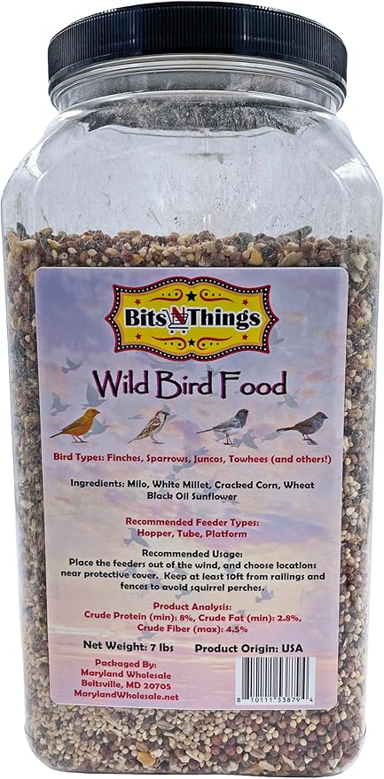 Bits N Things Wild Bird Food | Made in USA & All Season | (7 lbs., Value Feed Mix)