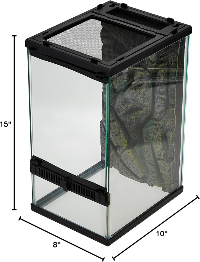 Zilla Front Opening Terrarium - 8" x 10" x 15",Black