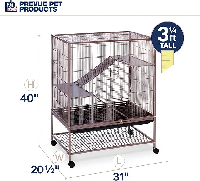 Prevue Pet Products Rolling Small Animal Cage - Ideal for Rats, Chinchillas, Ferrets, Guinea Pigs, Chew-Proof Critter House, Easy to Clean - Earthtone Dusted Rose Hammertone Finish