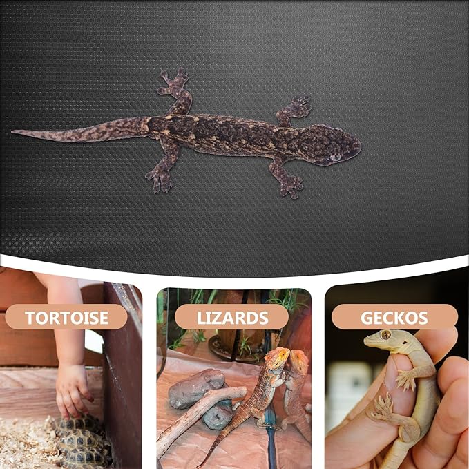 COHEALI Bearded Dragon Terrarium Carpet Mat Soft Reptile Substrate for Container Tank Suitable for Leopard Gecko Snake Lizard Tortoise Habitat Bedding Black
