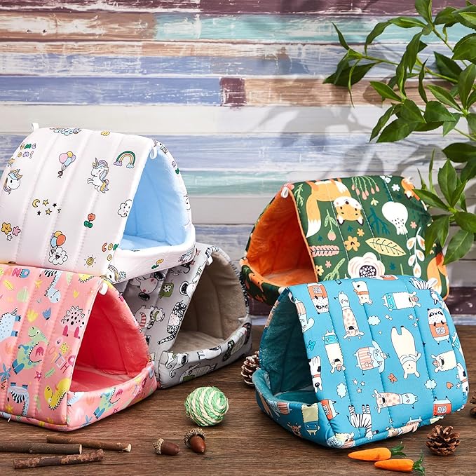 Cinnvoice 8 Pcs Guinea Pig Hideout, Guinea Pig Bed Washable Small Animal Cage Accessories for Bunny Hedgehog Mouse Chinchillas Hamsters Ferrets Rats (7.9 in)