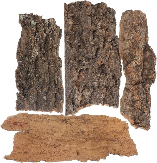 IMIKEYA 4Pcs Reptile Tree Bark Reptile Hides: Natural Wood Cork Bark Gecko Hide Small Climbing Barks Terrarium Decor Lizard Geckos Tortoise Birdcage Tank Accessories Water Tube Landscaping