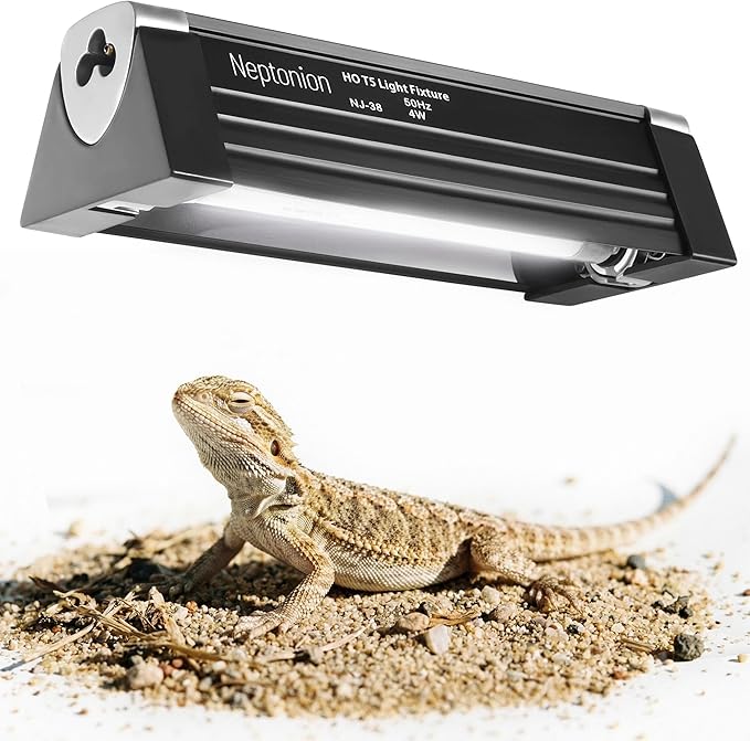 4W Reptile T5 HO UVB 6.5" 10.0 Light Fixture with Tube, Dedicated UVB Spot Hood for Terrariums, Suitable for Desert Reptiles Like Baby Bearded Dragon