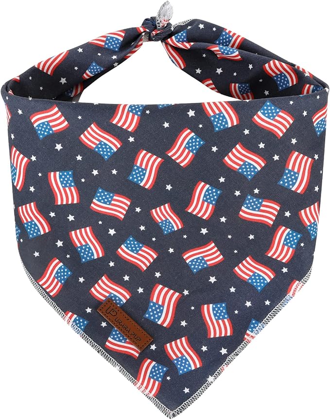 4th of July Dog Bandana, Patriotic Bandana for Small Medium Dog, Cute Patriotic Puppy Bandana, Cotton American Flag Pet Triangle Bid Scarf Kerchief for Girl Boy Dogs or Cats