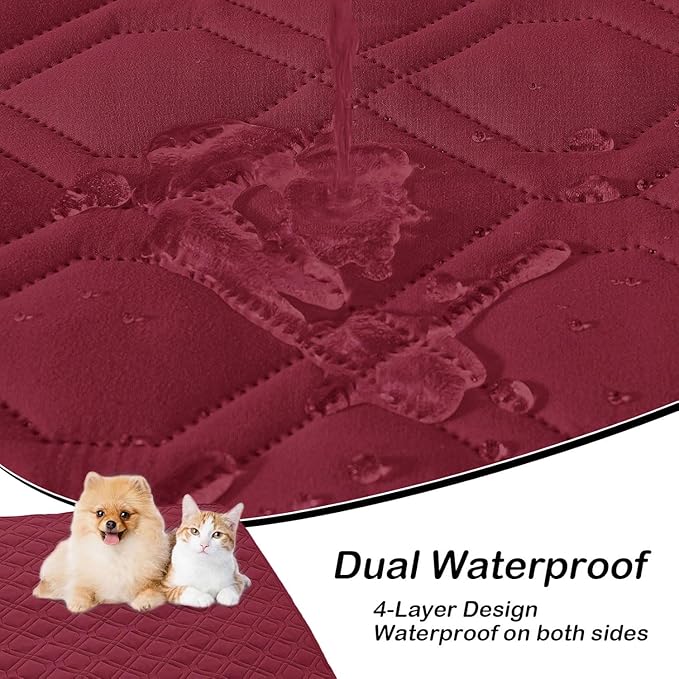 hyha Waterproof Dog Bed Blanket, Soft Pet Blankets, Waterproof Couch Cover for Dogs, Reversible Sofa Covers Washable for Furniture (30x70 Inch, Wine Red/Beige)