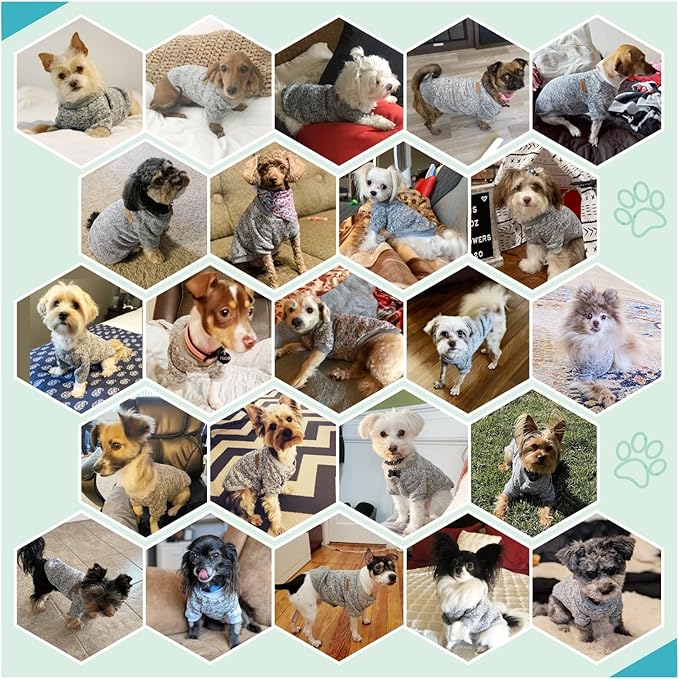 Jecikelon Dog Clothes Dogs Sweater Soft Puppies Clothing Winter Puppy Sweaters Warm Outfit for Dogs Small XXS XS Cat Apparel (X-Small, Grey)