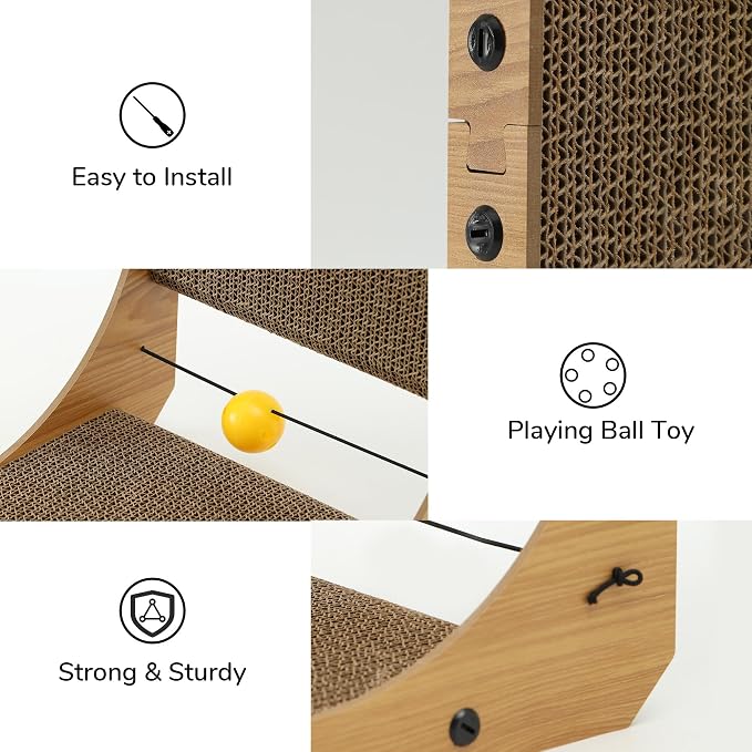 FUKUMARU Cat Scratcher, 18.9 Inch L Shaped Cat Scratch Pad for Indoor Cats - Image 4