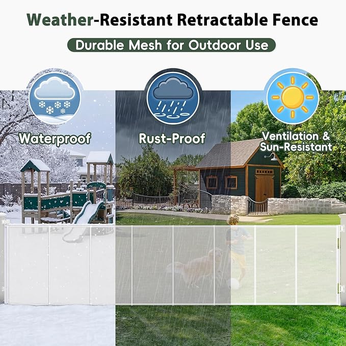 275" Extra Wide Retractable Baby Gates, 22ft Extra Wide Baby Gate Retractable Gate Outdoor, 48" Extra Tall Pet Gate Retractable Dog Gate Extra Wide Dog Gate, Reinforced Garage Gates for Dogs, White