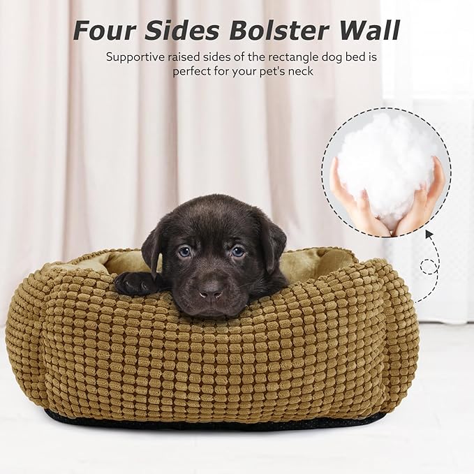 MIXJOY X-Large Dog Bed for Large, Medium, Small Dogs - Rectangle, Washable, Orthopedic, Soft Calming Sleeping Puppy Bed - Durable Pet Cuddler with Anti-Slip Bottom - XL (35"x25"x9")