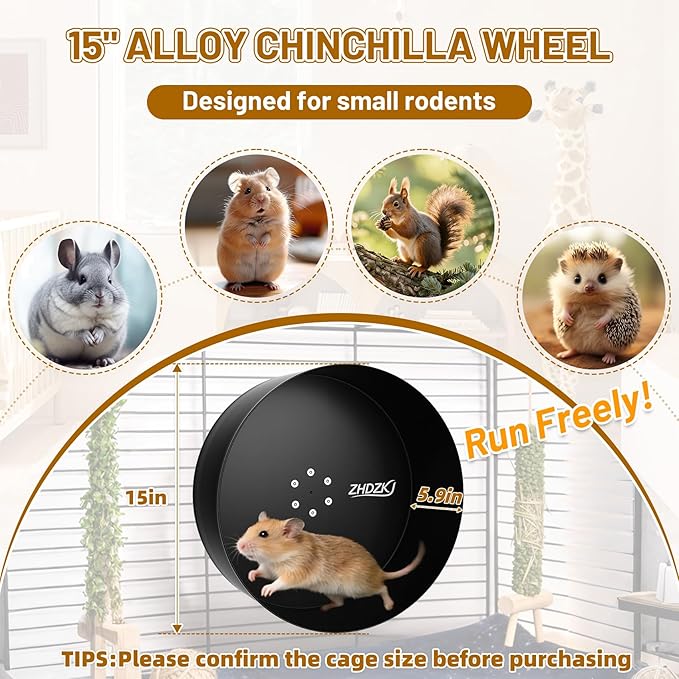 𝐔𝐩𝐠𝐫𝐚𝐝𝐞 15" Silent Chinchilla Running Wheel, Aluminum Alloy Exercise Wheel, Quiet Ball Bearing, Suitable for Chinchillas, Hamsters, Hedgehogs, Syrian Hamsters and Other Small Pets