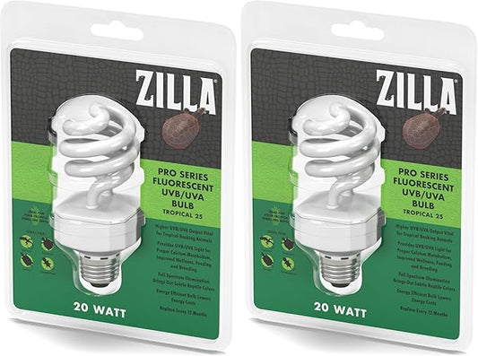 Zilla Fluorescent Coil Bulb Tropical 20 Watts, White (Pack of 2)