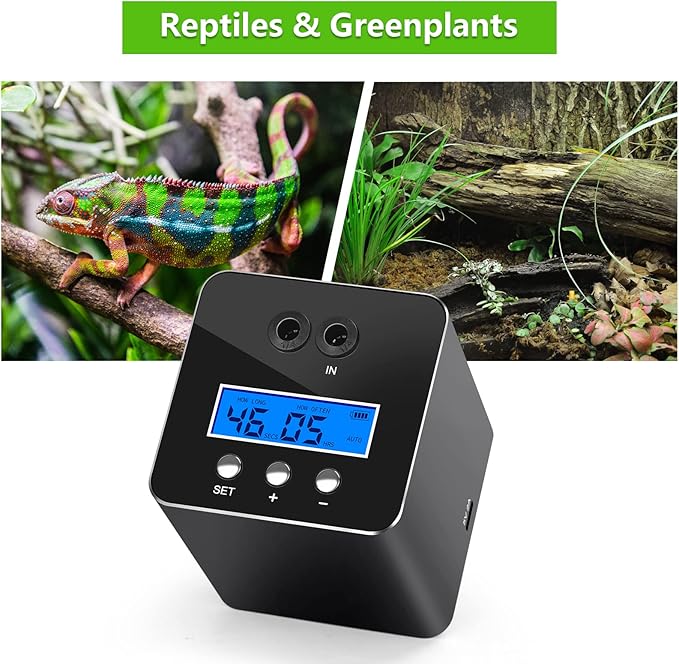 Reptile Humidifier & Mister for Tanks | 360° Adjustable Nozzles, Auto Timer, Leak-Proof Fogger for Terrariums, Amphibians & Rainforest Plants