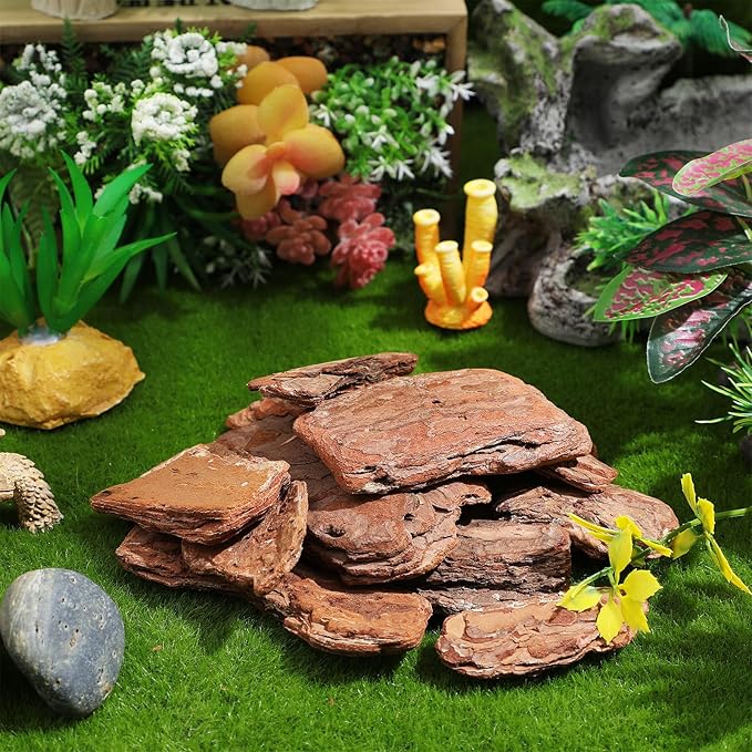 SHINEOFI Reptiles Box Pine Bark Landscaping Decor 500g Natural Wood Chips for Tortoise and Reptile Habitat Terrarium Breeding Box