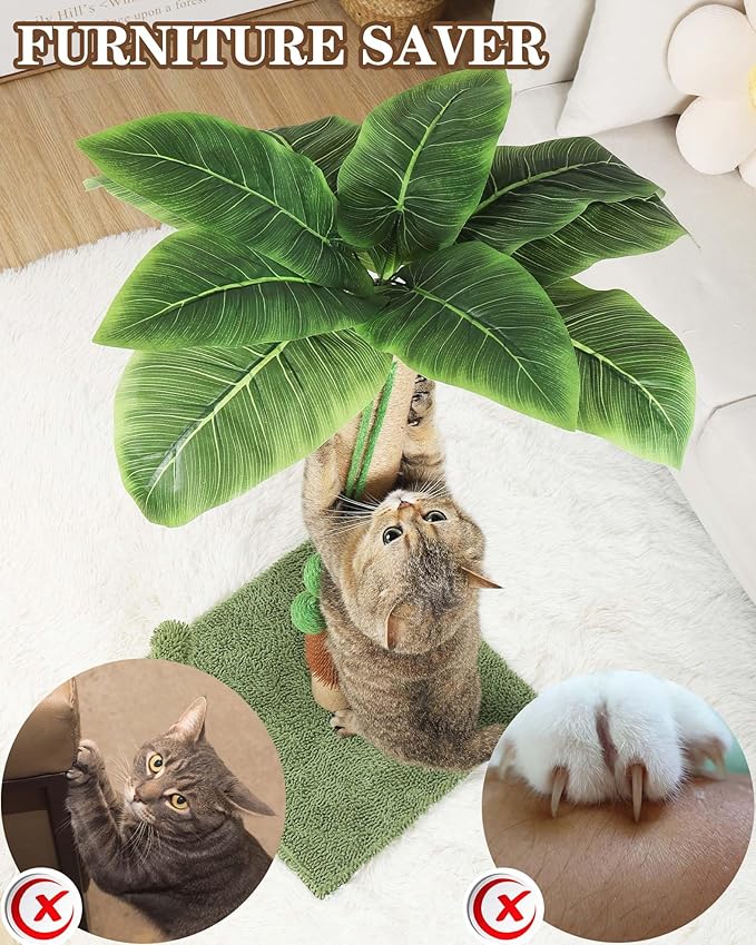 ANWA 35" Tall Simulated Cat Scratching Post with Self-Grooming Rubber Brush - Image 6