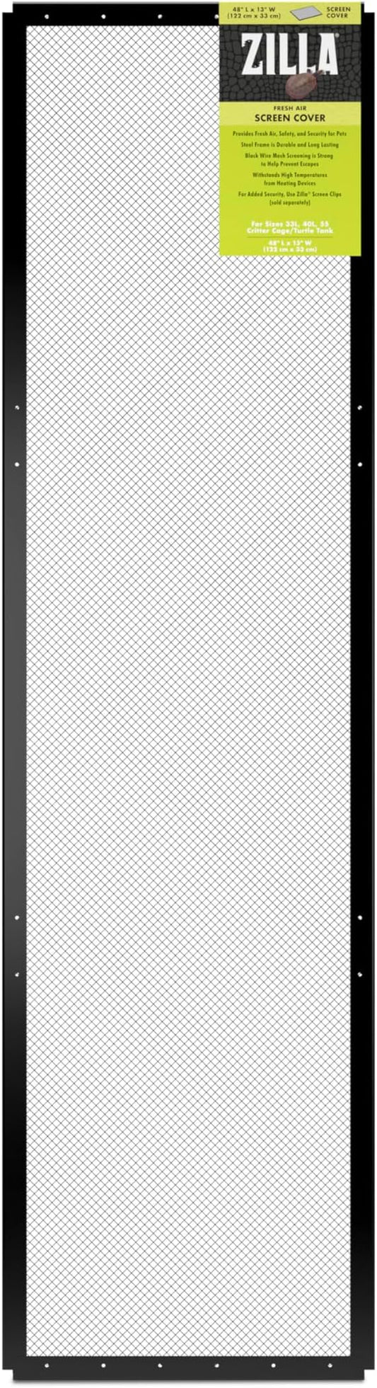 Zilla Fresh Air Screen Cover, Secure and Durable Metal Mesh Cover for Reptile Terrariums, 48 x 13 inches