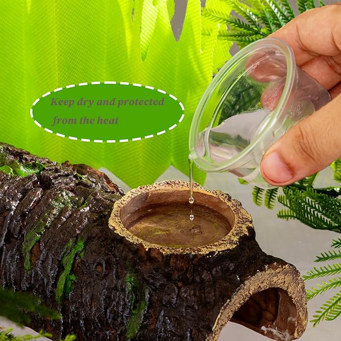 Reptile & Amphibian Hideaway Cave & Tree Simulation Habitat, Complete with Feeding Tank, Ideal for Lizards, Geckos, Snakes, Salamanders, Spiders, Hermit Crabs, Tree Frogs, Turtles & Chameleons