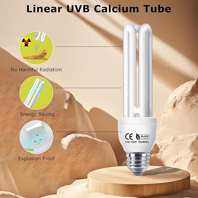 HARTOMPET Linear UVB Lamp 10.0 26W, Compact Terrarium Light,Fluorescent Reptile Lamp for Bearded Dragon, Lizard, Tortoise, Snake & Desert Reptiles