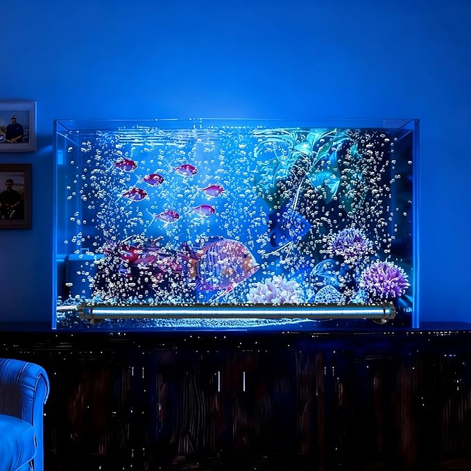 Submersible Fish Tank Aquarium Light: Underwater Aquarium Bubble Lights with Adjustable Brightness Colors -IP68 Waterproof Bubble Lights with Remote and Suction Cups for 20-25 inch Aquarium Fish Tank