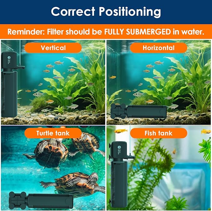 AquaMiracle Aquarium Filter with U - V Light & Filter Sponge, Fish Tank Filter with Timer for Green Water, Turtle Filter with Aeration & Rainfall Mode for Aquarium 60-150 Gallon