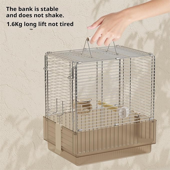 Stainless Steel Folding Bird Travel Carrier Cage for Parrots Conures with Stand(Purple)