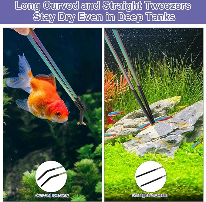 6PCS Stainless Steel Reptile Feeding Tongs and Spoons Set, 10.6" Long Tweezers with Rubber Tips & 10.2" Feeding Scoops for Bearded Dragon Tank Accessories, Snake Enclosure, Gecko, Terrarium Supplies
