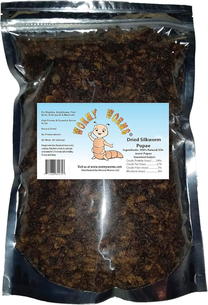 Wormy Worms 2 LB Dried Silkworm Pupae for Chicken, Koi, Fish, Reptiles, Small Mammals & Terrapin
