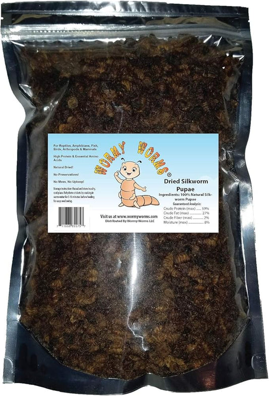 Wormy Worms 2 LB Dried Silkworm Pupae for Chicken, Koi, Fish, Reptiles, Small Mammals & Terrapin