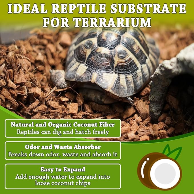 ZeeDix 6 Pack Coconut Husk for Reptiles, Organic Coconut Fiber Reptile Terrarium Substrate, Coco Husk Chips Reptile Bedding for Snakes, Tortoises, Ball Python, Geckos, Lizards, Hermit Crab, Tarantula
