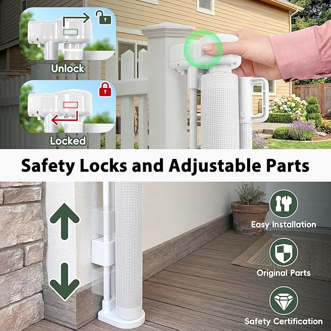 275" Extra Wide Retractable Baby Gates, 22ft Extra Wide Baby Gate Retractable Gate Outdoor, 48" Extra Tall Pet Gate Retractable Dog Gate Extra Wide Dog Gate, Reinforced Garage Gates for Dogs, White