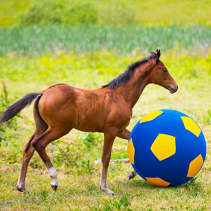 Giant Herding Ball with Ball Cover Anti Burst Please Watch VCR for How to Inflation Horse Toys for Horses Entertainment Play, Pump Included(Stylish,40 Inch,Yellow)