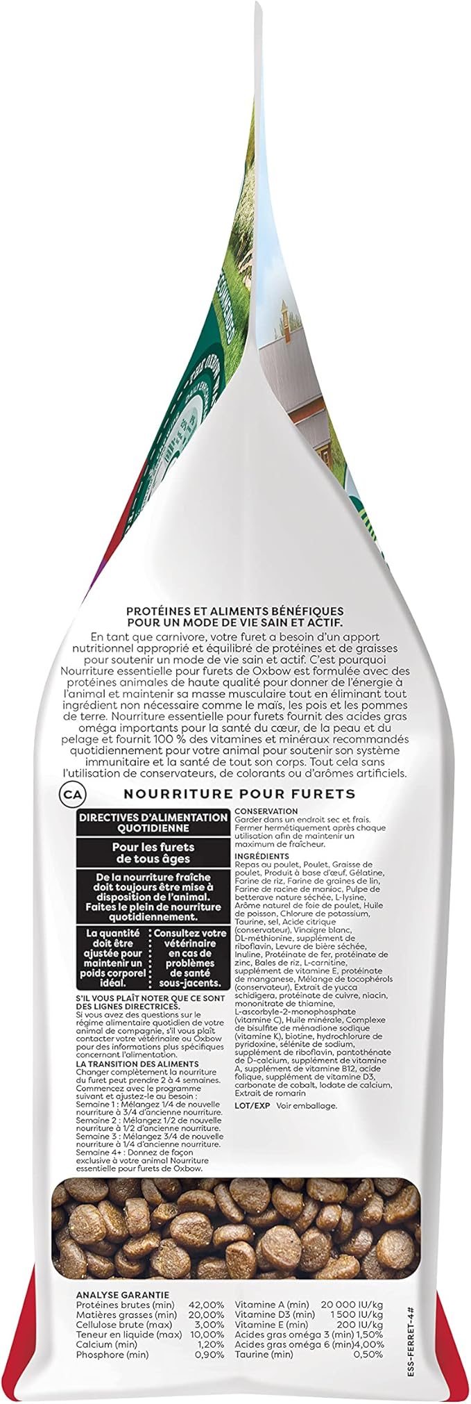 Oxbow Essentials Ferret Food,Vitamin & Mineral Rich Formula for Ferret,High Protein Food & High Fat,Small Animal Pet Products, Made in USA,4 lb Bag,(Pack of 2)