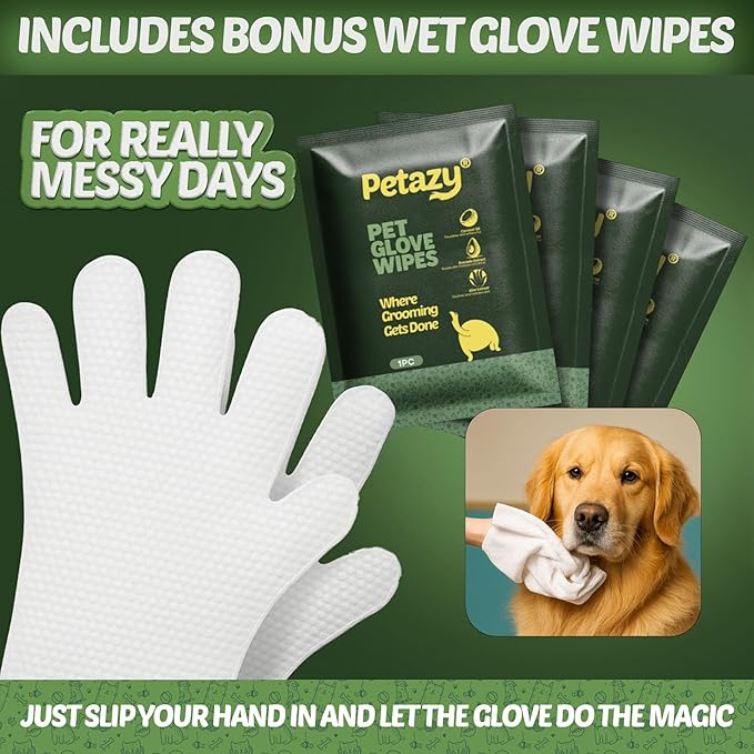 Petazy Dog Wipes for Paws and Butt – 100 Count (8x8in) Hypoallergenic, Deodorizing Pet Wipes for Dogs and Cats | Extra Large, Plant-Based, Unscented | Travel Size, Single On-the-Go Pack