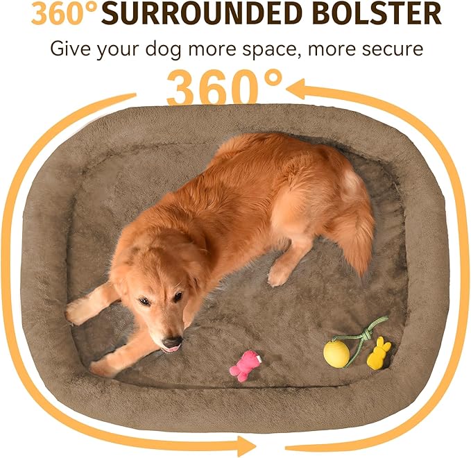 Orthopedic Dog Bed for Medium Dogs, Waterproof Dog Bed with Removable Bolsters, Egg Crate Foam Pet Couch for Medium Size Dog with Machine Washable Cover & Non-Slip Bottom, Coffee