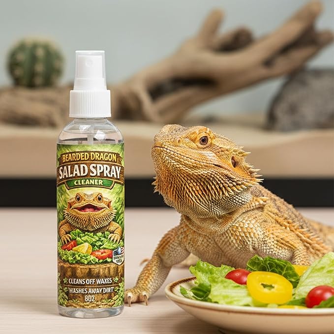 Bearded Dragon Salad Spray for Fresh Veggies | Reptile Produce Rinse & Prep Spray | Helps Clean and Wash Greens Before Feeding | Safe Daily Use for Bearded Dragons & Herbivorous Reptiles | 8 oz (8oz)