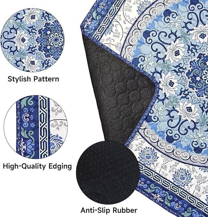 Washable Pee Pads for Dogs 2 Pack,35"x35" Waterproof Non-Slip Reusable Puppy Pad with Fast Absorbent,Leakproof Whelping Pads for Pet Housebreaking (Indigo Blue Medallion, 35"x35"(Pack of 2))