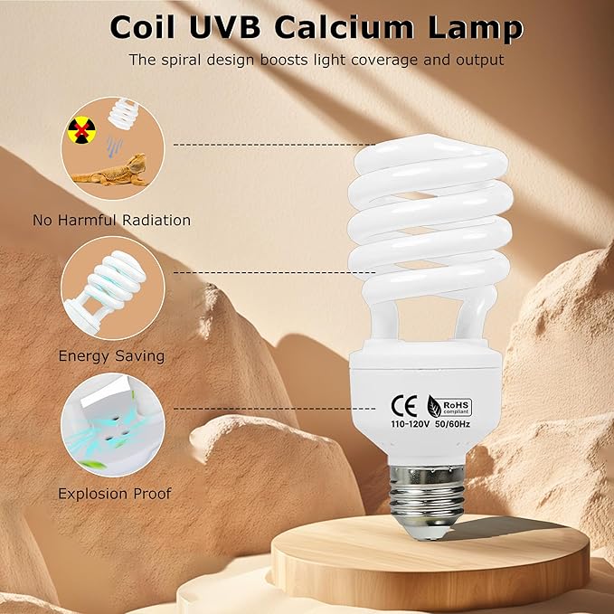 UVB 10.0 Reptile Light 13W, Compact Fluorescent Lamp，Coil UVB Desert Bulb–Lighting for Bearded Dragons, Lizards, Tortoises, Snakes, Geckos, Amphibians & Small Reptile Tanks