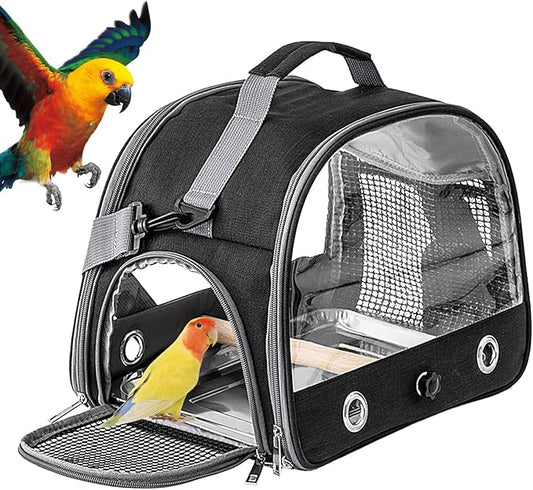 Bird Travel Cage - 33x24x26cm Small Parrot Bird Travel Cage, Lightweight Backpack for Parrot with Shoulder Strap | Portable Small Animal Carrier | Portable Birds Backpack for Budgies, Parakeets, Gent