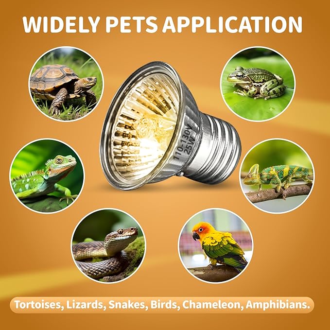 GOZILLA 4 Pack Reptile Heat Lamp, E27 UVA UVB Reptile Light Bulb for Reptiles and Amphibian Tanks, Terrariums and Cages, Heat Light Bulb for Tortoise, Bearded Dragon, Snakes.(2PCS 25W + 2PCS 35W)