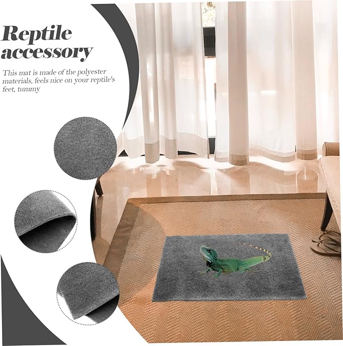 balacoo 2pcs Reptile Carpet Mat Convenient Snake Bedding Tortoise Bedding Absorbent Terrarium Liner for Lizards Geckos and Snakes Grey