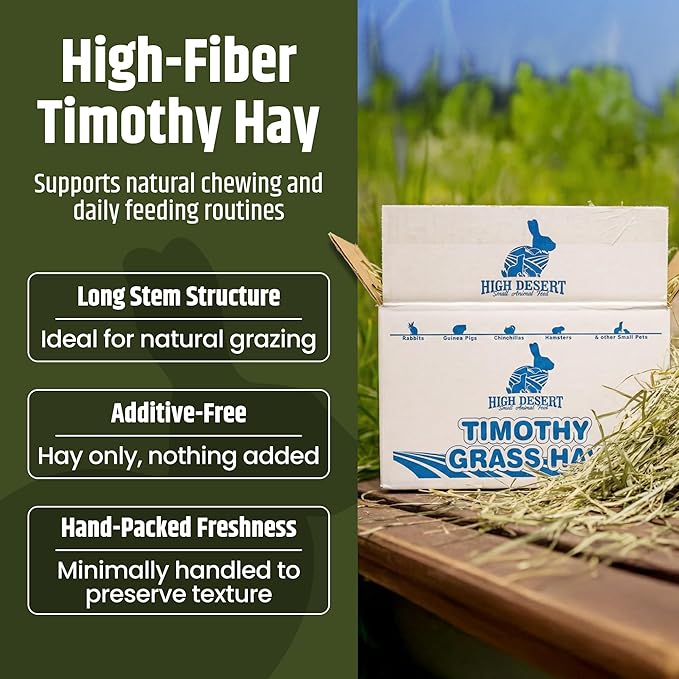 High Desert 1st Cut Timothy Hay for Rabbits, Guinea Pigs, and Small Pets, Premium Grass Hay for Daily Feeding and Digestive Health, Natural Rabbit Food and Guinea Pig Food, Small Pet Supplies, 16 lb
