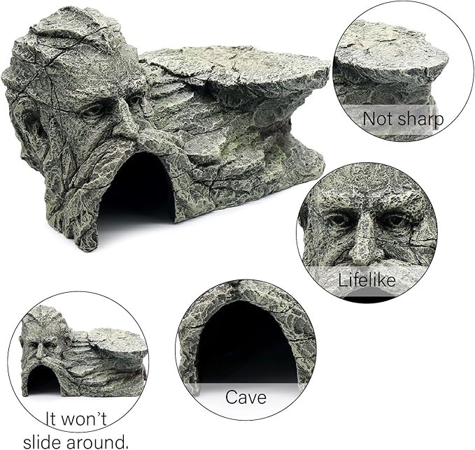 Reptile Rock Basking Platform, Gecko Hide Cave Hiding Place, Snake Cave and Hides for Reptiles, Amphibians, and Small Animals, Lizards