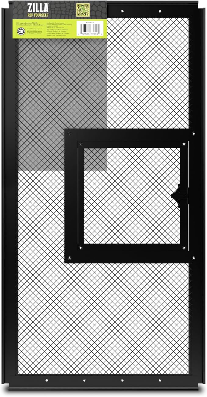 Zilla Pet Reptile Terrarium Fresh Air Screen Cover with Hinged Door 20" x 10"