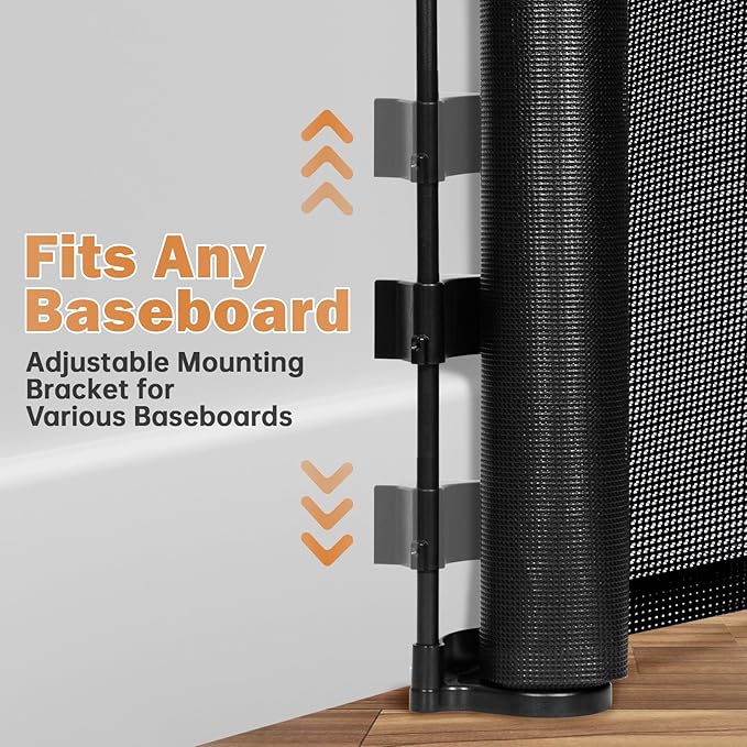 236" Retractable Baby Gates Dog Gate Extra Wide, 42" Tall Child Pet Safety Gate with Reinforced Strips for Stairs, Long Mesh Garage Gates Fence for Outdoor Indoor Large Openings Driveway Decks Patio